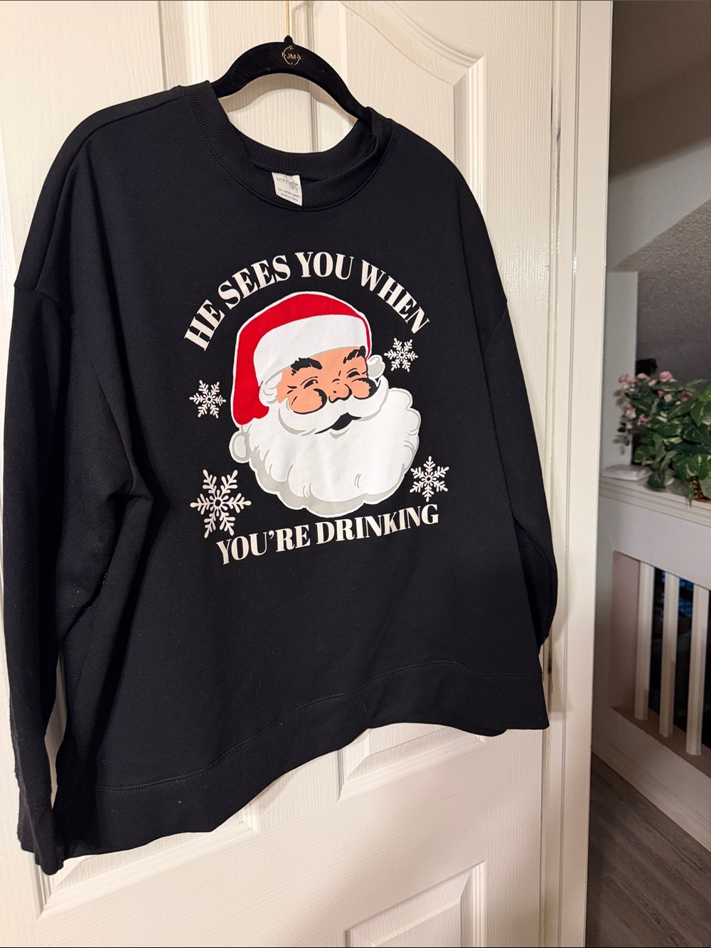 Black Holiday Santa Graphic Sweatshirt